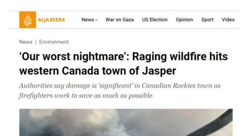 'Our worst nightmare' and 'Western Canada is in flames' scream international headlines about the Jasper wildfire